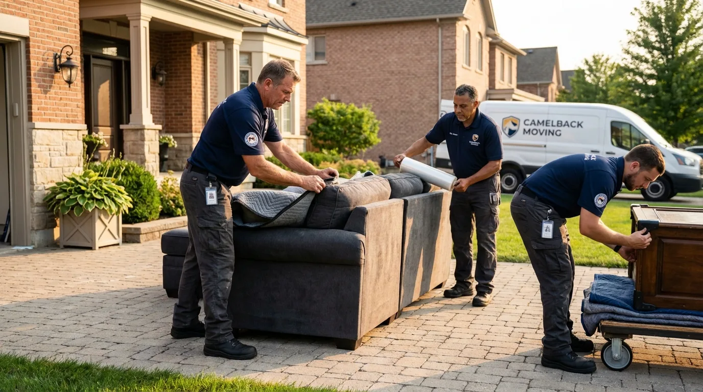 Large estate moving crew wrapping furniture in Owenton, KY